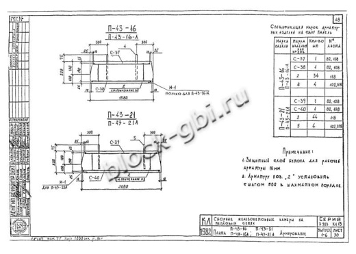 Плита перекрытия камеры футерованная П 43-16-Б-фут